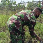 Satgas TMMD 110 Bojonegoro Bersihkan Rumput Liar Bareng Warga