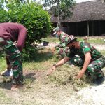 Agar Bersih dan Rapi, Satgas TMMD 110 Bojonegoro Bersihkan Rumput