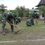 Satgas TMMD Kodim Bojonegoro Bersama Karang Taruna Jatimulyo Buat Lapangan Voli