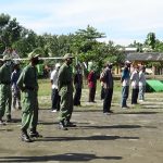 Satgas TMMD Kodim Bojonegoro Latih Bela Negara Linmas Jatimulyo
