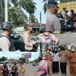 Kapolres Bersama Dinkes Sarolangun Turun Kejalan Bagikan Masker