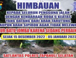 Kendaraan Roda Enam Keatas Dihimbau Tidak Melintasi Daerah Batu Jomba Sipirok Tapsel Hingga 5 Januari