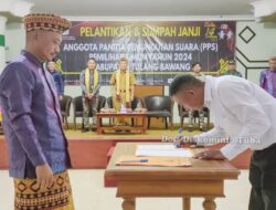 Pelantikan PPS, Pj Bupati Tulang Bawang Harapkan Semua Bisa Bekerja Maksimal Membatu KPU