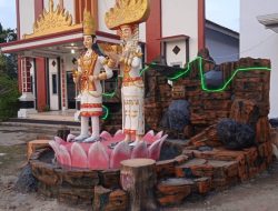 Pemkam Banjar Agung Bangun Ikon Patung Pengantin dan Taman Dari Dana Desa