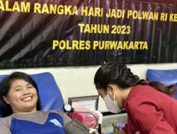 Jelang Hari Jadi Polwan Ke – 75, Srikandi Polres Purwakarta Laksanakan Giat Donor Darah