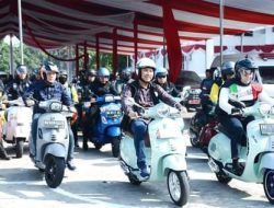 Gubernur Sumsel Bersama Bupati dan Wakil Bupati OKU Selatan Touring Ke Danau Ranau Naik Vespa