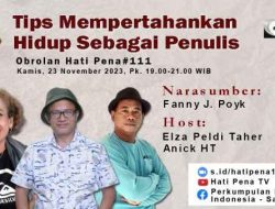 Webinar Satupena Ungkap Tips Bagi Penulis untuk Mempertahankan Hidup