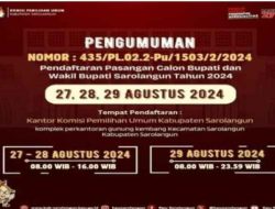 Resmi KPU Kabupaten Sarolangun Umumkan Pendaftaran Calon Bupati dan Wakil Bupati 2024