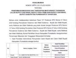 Persyaratan Administrasi 4 Calon Bupati Wakil Bupati Purwakarta Memenuhi Syarat, KPU Sesuai Tahapan Tinggal Tunggu Tanggapan Masyarakat
