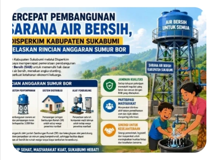 Disperkim Sukabumi Percepat Pembangunan Air Bersih, Rincian Anggaran Sumur Bor Dijelaskan Transparan